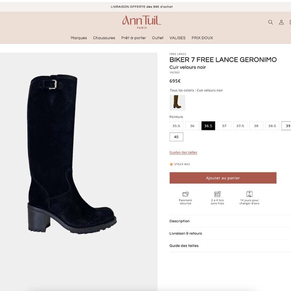 Free Lance Paris black suede tall moto boot - Picture 5 of 16